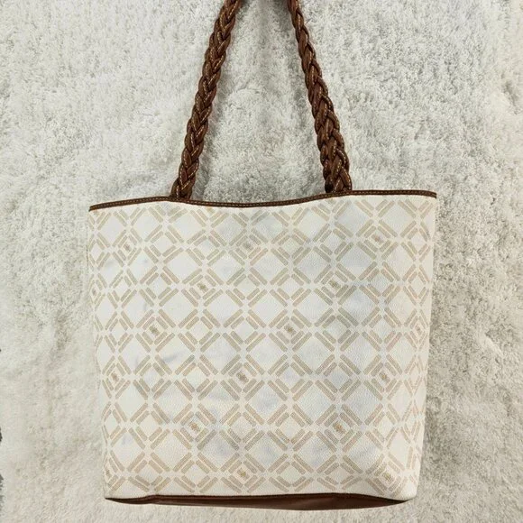 LIZ AND CO Signature Logo Faux Leather Top Snap Tote Shoulder Shopper Bag - Picture 3 of 13